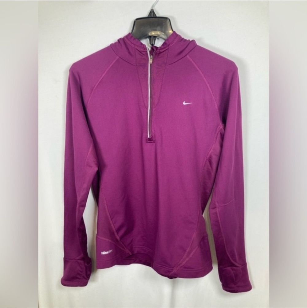 Nike Dri-Fit Rich Purple Half Zip Athletic Hoodie Sz M